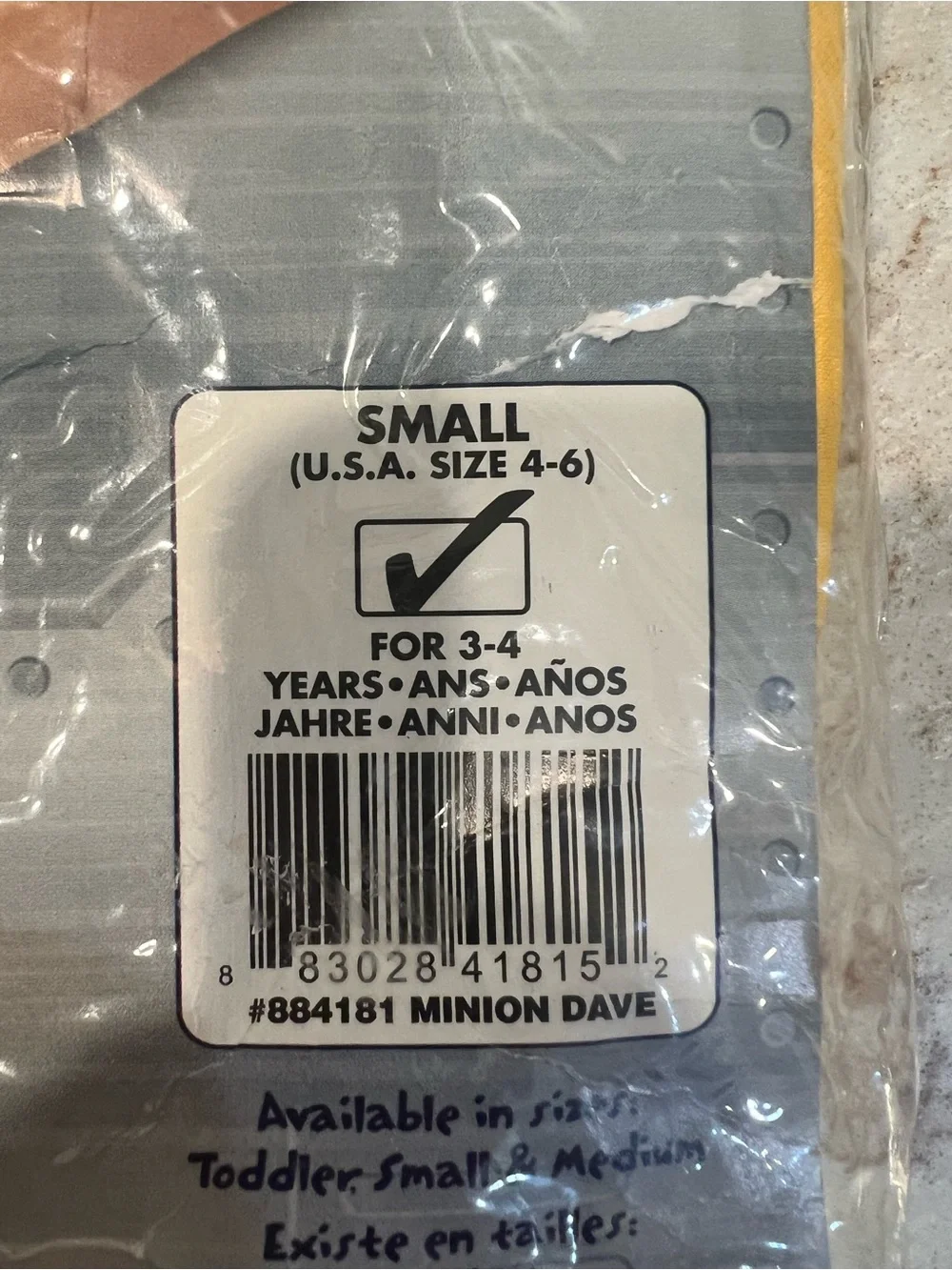 Rubie’s Despicable Me Minion Dave Child Costume SM (4-6) 3-4 Years Old